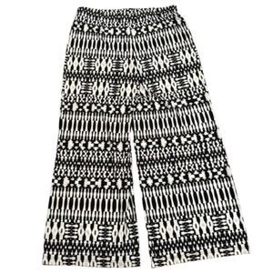 Chico's Geometric Aztec Print Wide Leg Pants Flowy Black White Size Large (2)